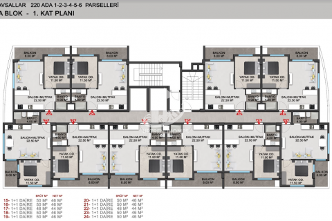 1+1 Lejlighed  i Avsallar, Antalya, Tyrkiet Nr. 47801 - 23