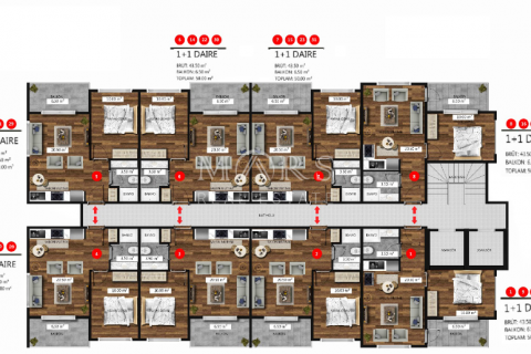 1+0 Lejlighed i Complex in the city center near Cleopatra beach, Alanya, Antalya, Tyrkiet Nr. 49698 - 24