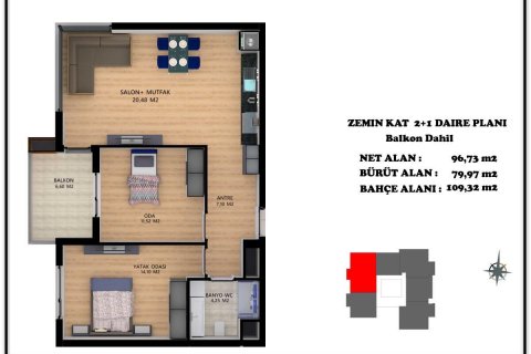 2+1 Lejlighed  i Antalya, Tyrkiet Nr. 53614 - 11