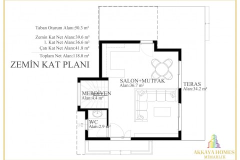 3+1 Villa  i Fethiye, Mugla, Tyrkiet Nr. 54671 - 6