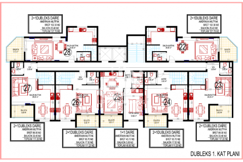 2+1 Penthouse  i Mahmutlar, Antalya, Tyrkiet Nr. 39404 - 9