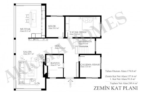 4+3 Villa  i Fethiye, Mugla, Tyrkiet Nr. 54654 - 6