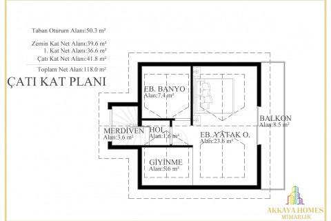 3+1 Villa  i Fethiye, Mugla, Tyrkiet Nr. 54671 - 5