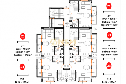 1+1 Lejlighed  i Alanya, Antalya, Tyrkiet Nr. 54031 - 16