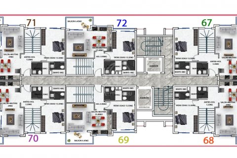 4+1 Lejlighed i Erel Life Residence (Махмутлар, Турция), Alanya, Antalya, Tyrkiet Nr. 58243 - 27