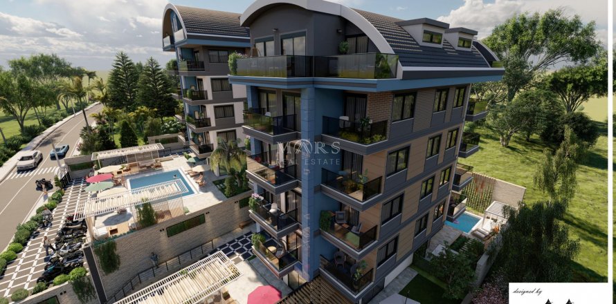 1+1 Lejlighed i Residential complex located in one of the best areas of Alanya &#8211; Oba. With a beautiful view of the sea and mountains, Alanya, Antalya, Tyrkiet Nr. 59219