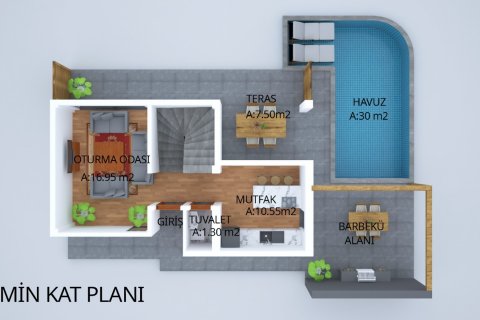 4+1 Villa  i Fethiye, Mugla, Tyrkiet Nr. 61533 - 13