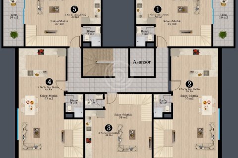 3+1 Lejlighed i Onur Garden Residence (Турция, Алания), Alanya, Antalya, Tyrkiet Nr. 57293 - 28