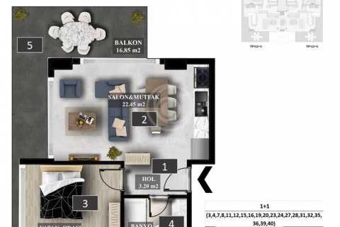 2+1 Lejlighed i Serenity Premium (Махмутлар, Турция), Alanya, Antalya, Tyrkiet Nr. 56823 - 8