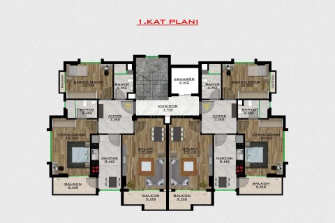 3+1 Lejlighed i Residential complex in the Cikcilli area with all the necessary social facilities nearby, Alanya, Antalya, Tyrkiet Nr. 64040 - 4