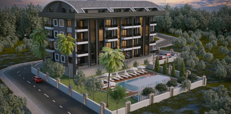 1+1 Lejlighed i Residential complex in the Oba area with a swimming pool on the territory. Within walking distance from the necessary social facilities, Alanya, Antalya, Tyrkiet Nr. 64043