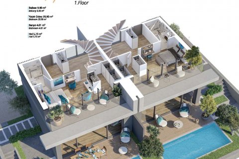 4+1 Villa  i Bodrum, Mugla, Tyrkiet Nr. 64618 - 21