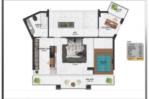 3+1 Villa  i Alanya, Antalya, Tyrkiet Nr. 63277 - 13