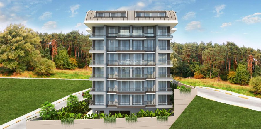 3+1 Lejlighed i The new project of a residential complex is located to the right of the intersection of the old city hospital and 500 meters from the sea, Alanya, Antalya, Tyrkiet Nr. 67110