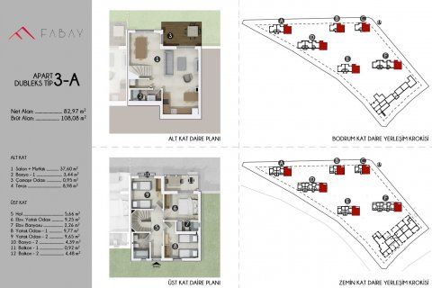 3+1 Lejlighed  i Bodrum, Mugla, Tyrkiet Nr. 68005 - 19