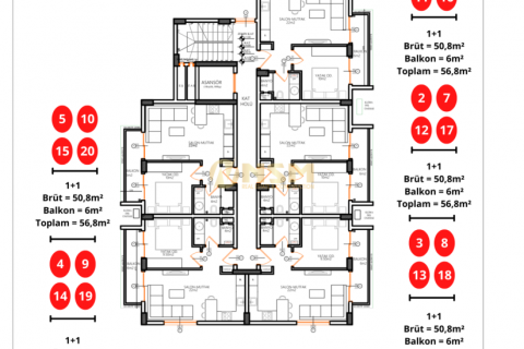 1+1 Wohnung  in Alanya, Antalya, Türkei Nr. 54031 - 15