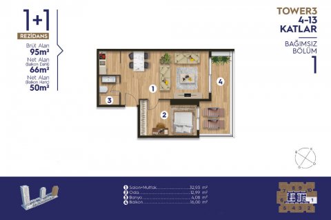 1+1 Wohnung  in Izmir, Türkei Nr. 52450 - 16