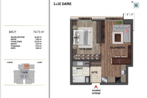 1+1 Wohnung  in Kartal, Istanbul, Türkei Nr. 53787 - 14