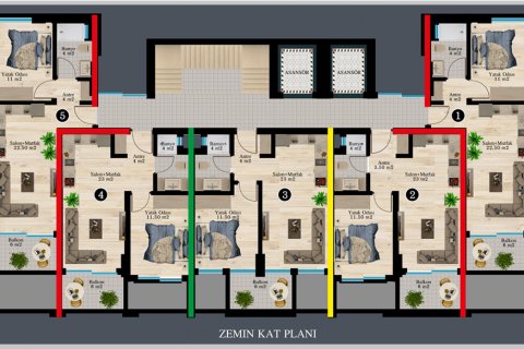 1+1 Wohnung  in Alanya, Antalya, Türkei Nr. 51485 - 21