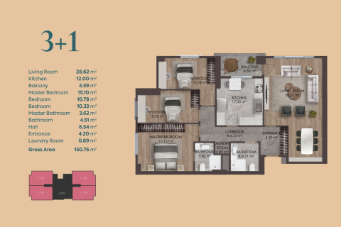 3+1 Wohnung  in Istanbul, Türkei Nr. 63501 - 20