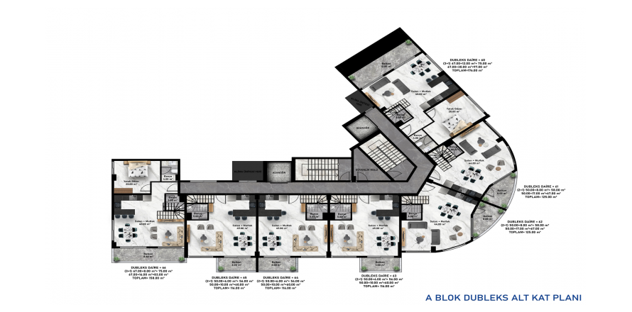 2+1 Penthäuser in Moonlight Blue Residence, Avsallar, Antalya, Türkei Nr. 84617