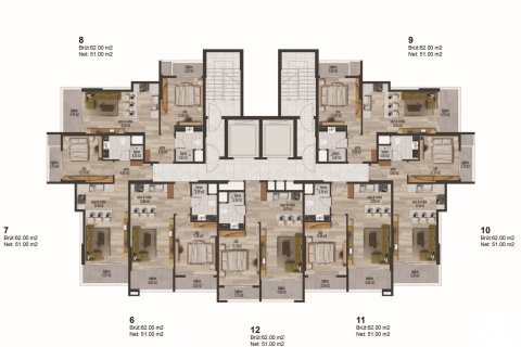 1+1 Wohnung  in Mersin, Türkei Nr. 82294 - 16