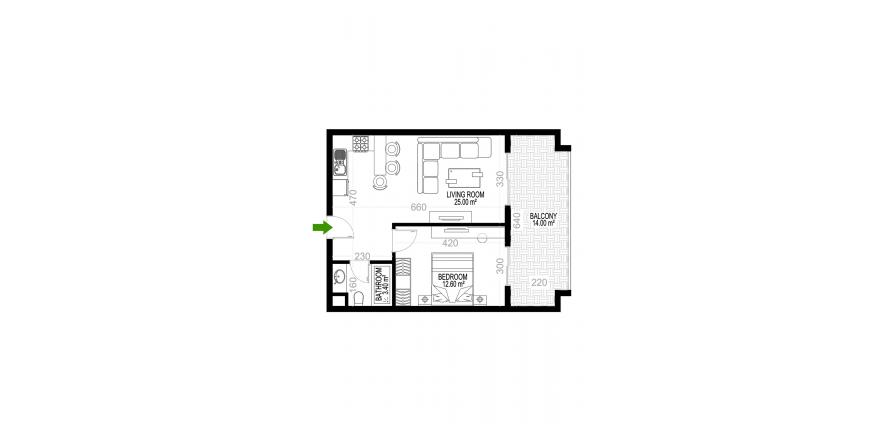 Floor plan «46», 1+1 in building «D» Yekta Kingdom Premium