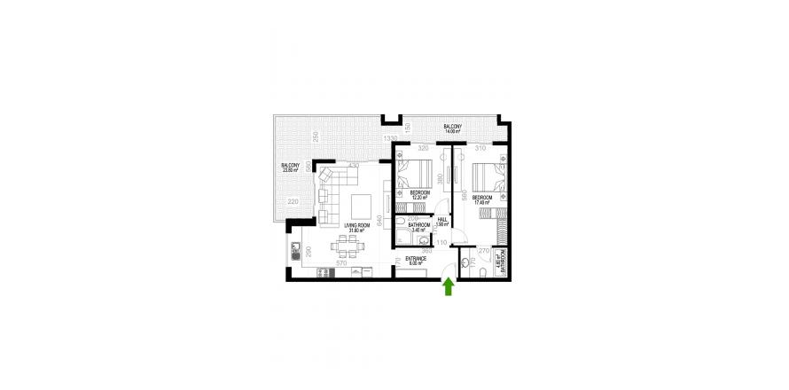 Floor plan «66», 2+1 in building «E» Yekta Kingdom Premium