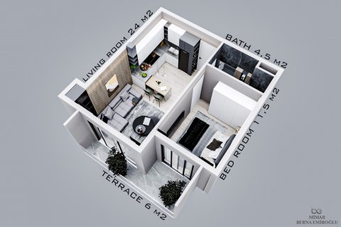 Apartment for sale  in Okurcalar, Alanya, Antalya, Turkey, 1 bedroom, 46m2, No. 50827 – photo 3