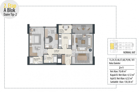 Apartment for sale  in Istanbul, Turkey, 2 bedrooms, 78m2, No. 51424 – photo 20