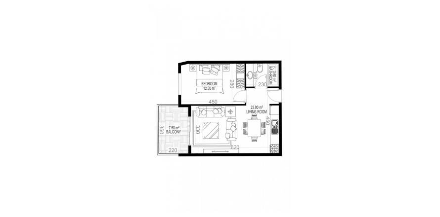 Floor plan «10», 1+1 in Yekta Sungate Residence