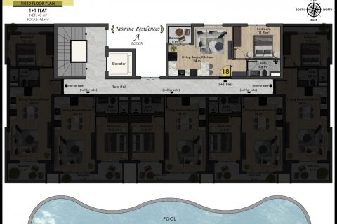 Apartment for sale  in Okurcalar, Alanya, Antalya, Turkey, 1 bedroom, 46m2, No. 50827 – photo 23