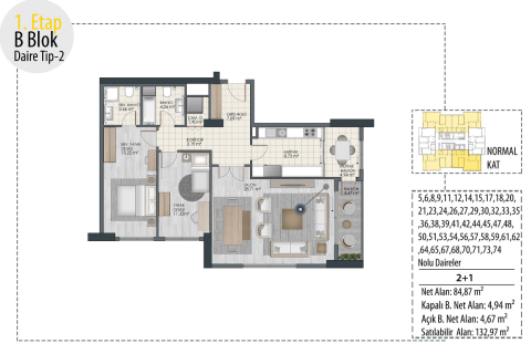 Apartment for sale  in Istanbul, Turkey, 2 bedrooms, 78m2, No. 51424 – photo 23