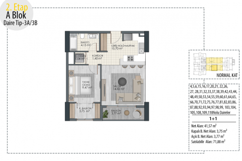 Apartment for sale  in Istanbul, Turkey, 1 bedroom, 71m2, No. 51428 – photo 21