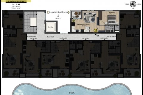 Apartment for sale  in Okurcalar, Alanya, Antalya, Turkey, 1 bedroom, 46m2, No. 50827 – photo 17