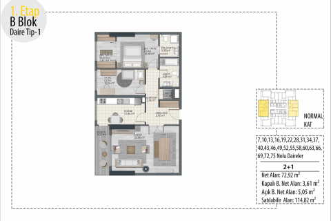 Apartment for sale  in Istanbul, Turkey, 2 bedrooms, 78m2, No. 51424 – photo 22