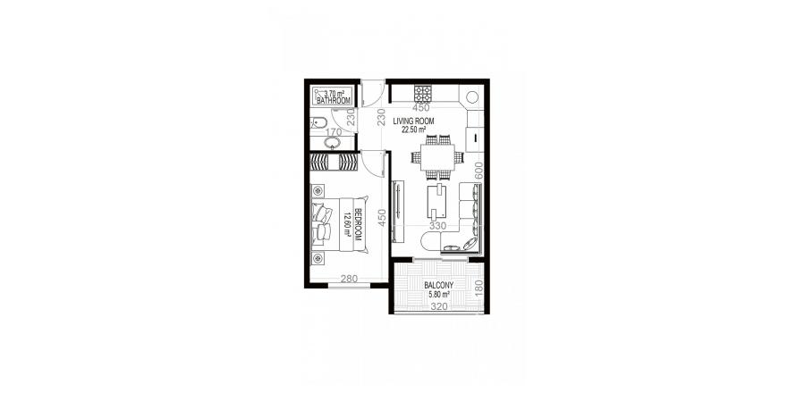 Floor plan «15», 1+1 in Yekta Sungate Residence