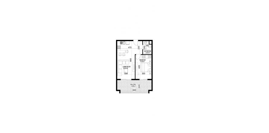Floor plan «24», 1+1 in building «C» Yekta Kingdom Premium