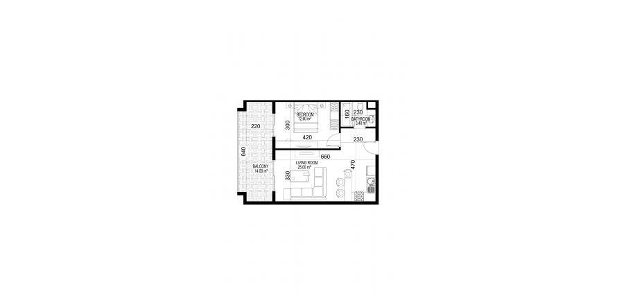 Floor plan «14», 1+1 in building «C» Yekta Kingdom Premium
