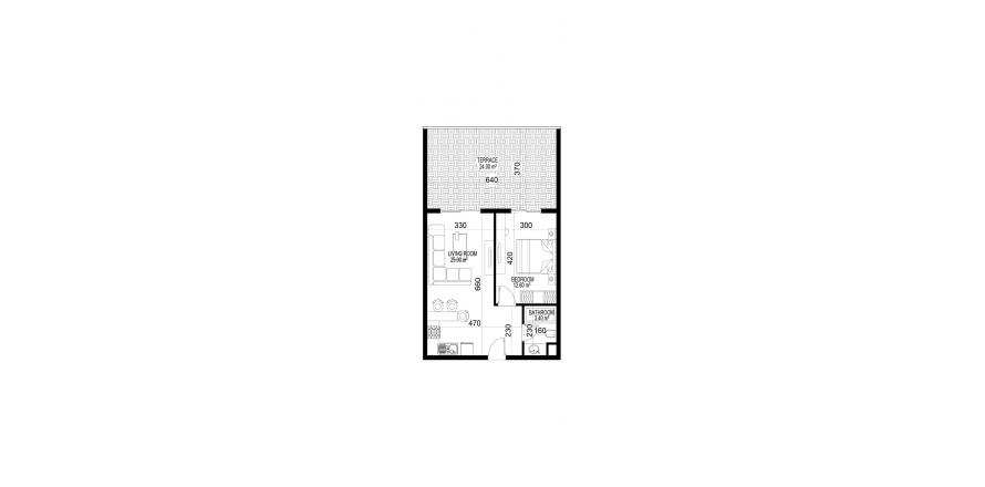Floor plan «44», 1+1 in building «C» Yekta Kingdom Premium