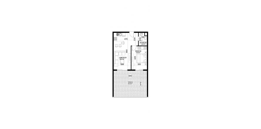 Floor plan «52», 1+1 in building «C» Yekta Kingdom Premium
