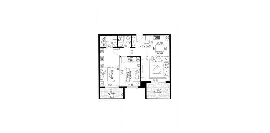 Floor plan «38», 2+1 in Yekta Sungate Residence