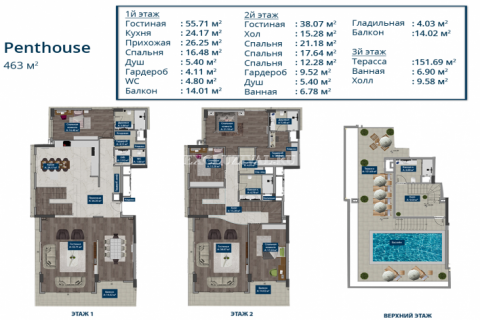 آپارتمان در  Antalya ، امارات متحده عربی 2 خوابه ، 112 متر مربع.  شماره 9633 - 23