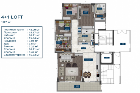 آپارتمان در  Antalya ، امارات متحده عربی 2 خوابه ، 112 متر مربع.  شماره 9633 - 7
