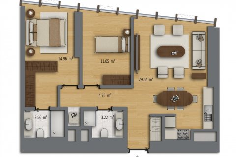 آپارتمان در Sisli،  Istanbul ، امارات متحده عربی 2 خوابه ، 101 متر مربع.  شماره 15081 - 2