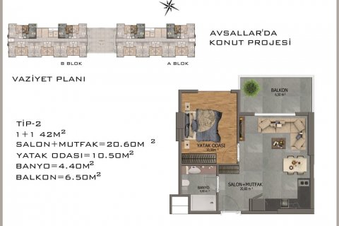 مجتمع مسکونی در  Avsallar ، امارات متحده عربی 42 متر مربع.  شماره 18955 - 28