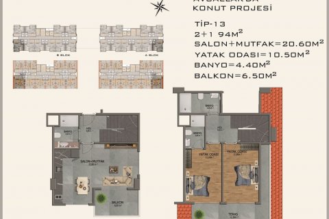 مجتمع مسکونی در  Avsallar ، امارات متحده عربی 42 متر مربع.  شماره 18955 - 26