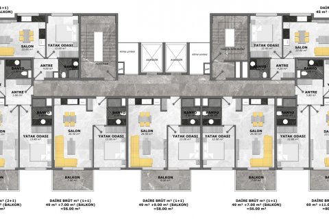 آپارتمان در  Avsallar ، امارات متحده عربی 1 خوابه ، 46 متر مربع.  شماره 23388 - 15