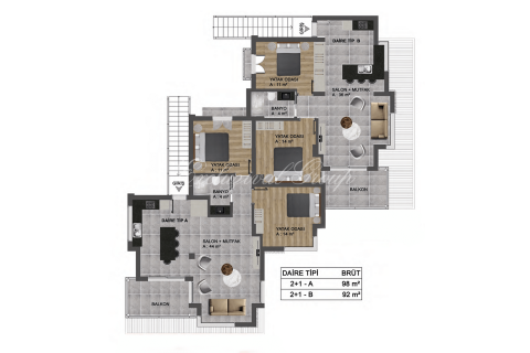 آپارتمان در  Bodrum ، امارات متحده عربی 1 خوابه ، 64 متر مربع.  شماره 27269 - 4