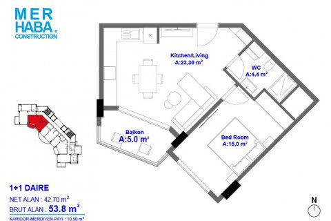 مجتمع مسکونی در  Mahmutlar ، امارات متحده عربی 53.8 متر مربع.  شماره 32897 - 8